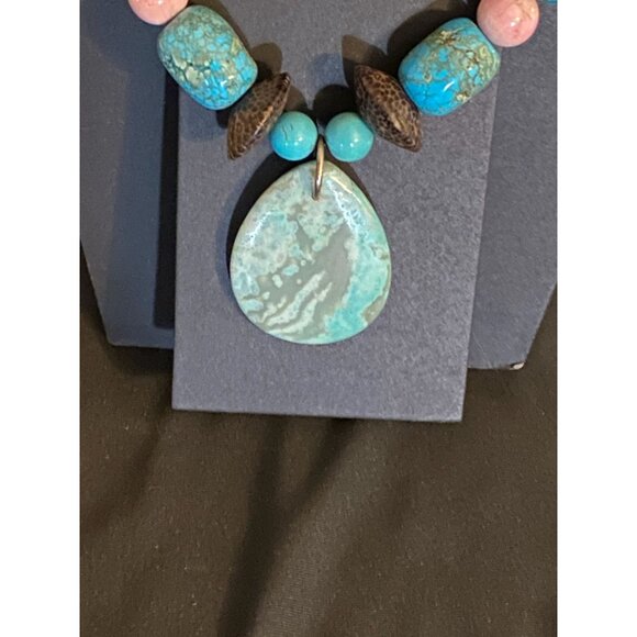 NAVAJO MASTER SILVERSMITH Tommy Jackson Earrings & Necklace Set | Rhodochrosite - Picture 2 of 8